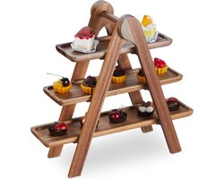 etagère hout - 3 laags - inklapbaar -38 x 41 x 15 cm