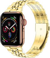 Stalen bandje - RVS - geschikt voor Apple Watch Series 1/2/3/4/5/6/7/8/9/SE/SE 2 met case size 38 mm / 40 mm / 41 mm - goud