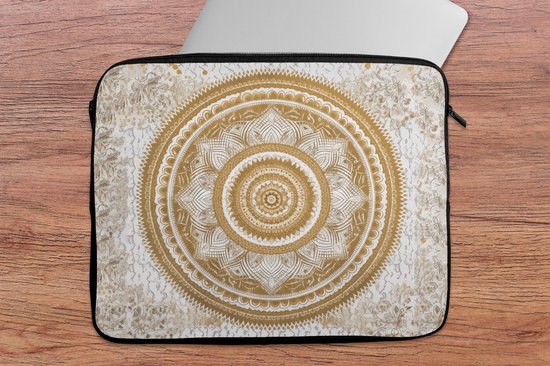 Housse ordinateur portable 15,6 pouces - Mandala - Fleurs - Or - Wit - Design - Housse ordinateur portable - Dimensions intérieures 39,5x29,5 cm