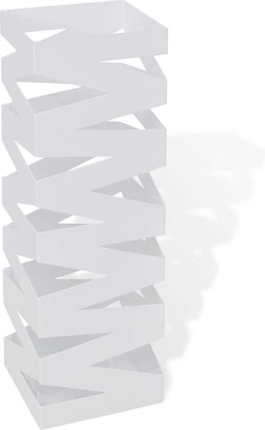 vidaXL-Paraplu--en-wandelstokhouder-strepen-wit-vierkant-staal-48,5-cm