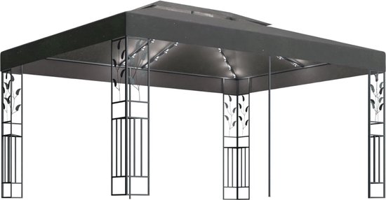 Tonnelle et guirlande lumineuse à LED 4x3m Anthracite Aluminium vidaXL