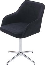 Eetkamerstoel MCW-F82, keukenstoel fauteuil, in hoogte verstelbaar draaimechanisme ~ fluweelzwart, voet chroom