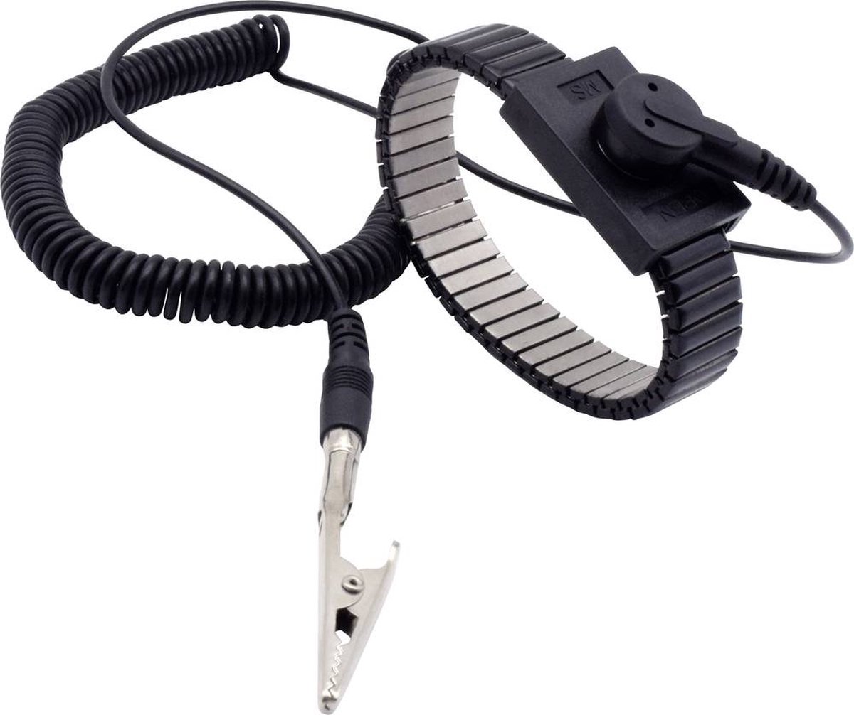Quadrios ESD-armband Zwart Drukknop 10 mm
