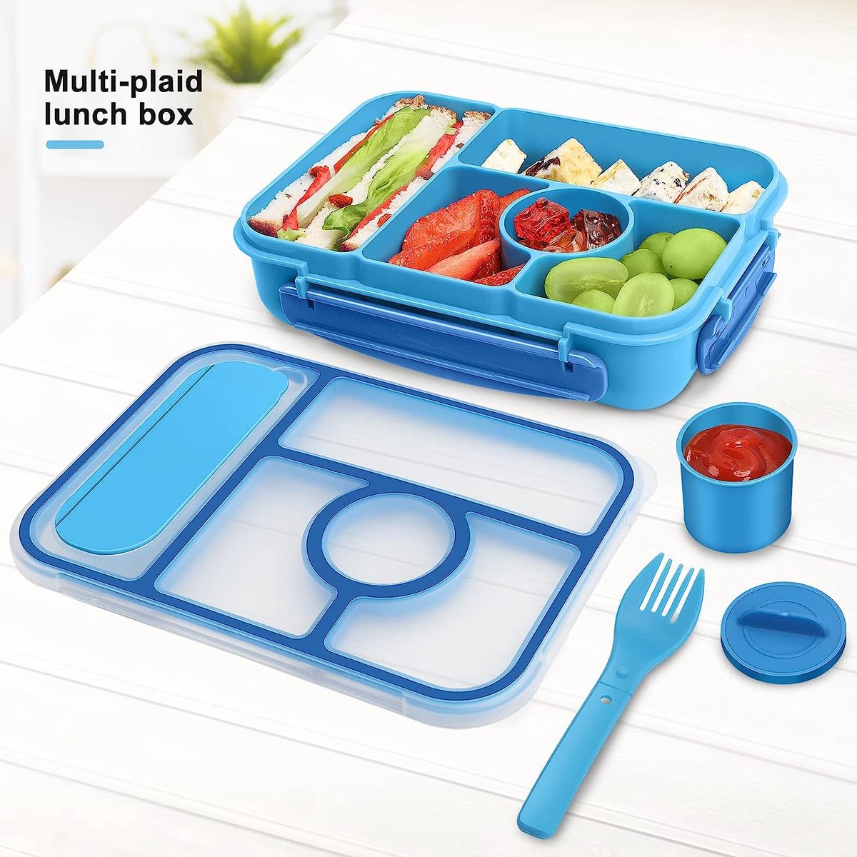 Boîte Repas Compartimentée Plastique Bleue - Gadgets de Cuisine