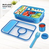 Boîte à lunch pour enfants avec compartiments, Bento Box pour enfants, boîte à lunch pour adultes, 1300 ml, boîte à lunch avec 5 compartiments et récipients à sauce, passe au micro-ondes et au lave-vaisselle, sans BPA et réutilisable (bleu)