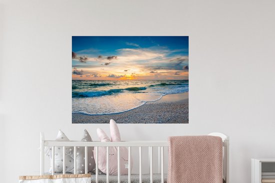 Stickers muraux - Film autocollant - Plage - Mer - Coucher de soleil - 80x60 cm - Film adhésif - Stickers muraux Chambre d'enfant - Papier peint autocollant - Papier peint autocollant - Film autocollant