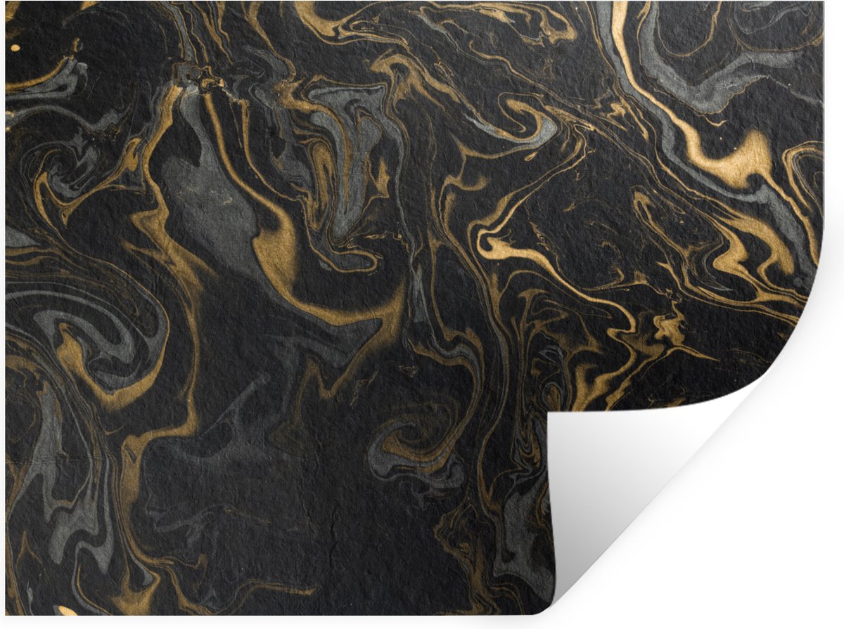 Muurstickers - Sticker Folie - Marmer - Textuur - Grijs - Goud - Marmerlook - Luxe - 40x30