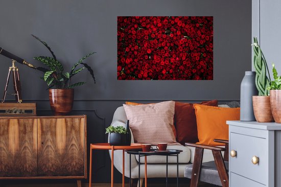 Muurstickers - Sticker Folie - Bloemen - Rozen - Rood - 90x60 cm - Plakfolie - Muurstickers Kinderkamer - Zelfklevend Behang - Zelfklevend behangpapier - Stickerfolie