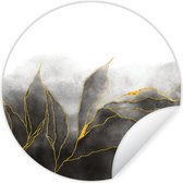 WallCircle - Stickers muraux - Cercle Papier Peint - Marbre - Zwart - Or - Luxe - Aspect Marbre - 120x120 cm - Cercle Mural - Auto Adhésif - Sticker Papier Peint Rond XXL