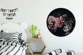 WallCircle - Behangcirkel bloemen - Roze - Pastel - Vintage - Muurstickers slaapkamer - Wandsticker - Ronde wanddecoratie - Cirkel behang - Sticker muur - 100x100 cm - Rond behang - Behangsticker - Muursticker rond
