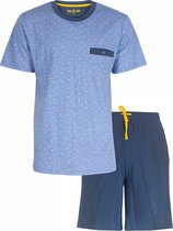 MEQ Heren Shortama - Pyjama Set - Korte Mouwen - 100% Katoen – Licht Blauw - Maat L