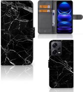 Telefoonhoesje Xiaomi Poco X5 Pro | Note 12 Pro 5G Wallet Book Case Vaderdag Cadeau Marmer Zwart
