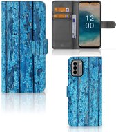 Magnet Case Nokia G22 Telefoonhoesje Wood Blue