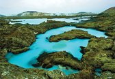 Fotobehang - Vlies Behang - Blue Lagoon in Ijsland - Turquoise Meer - 312 x 219 cm