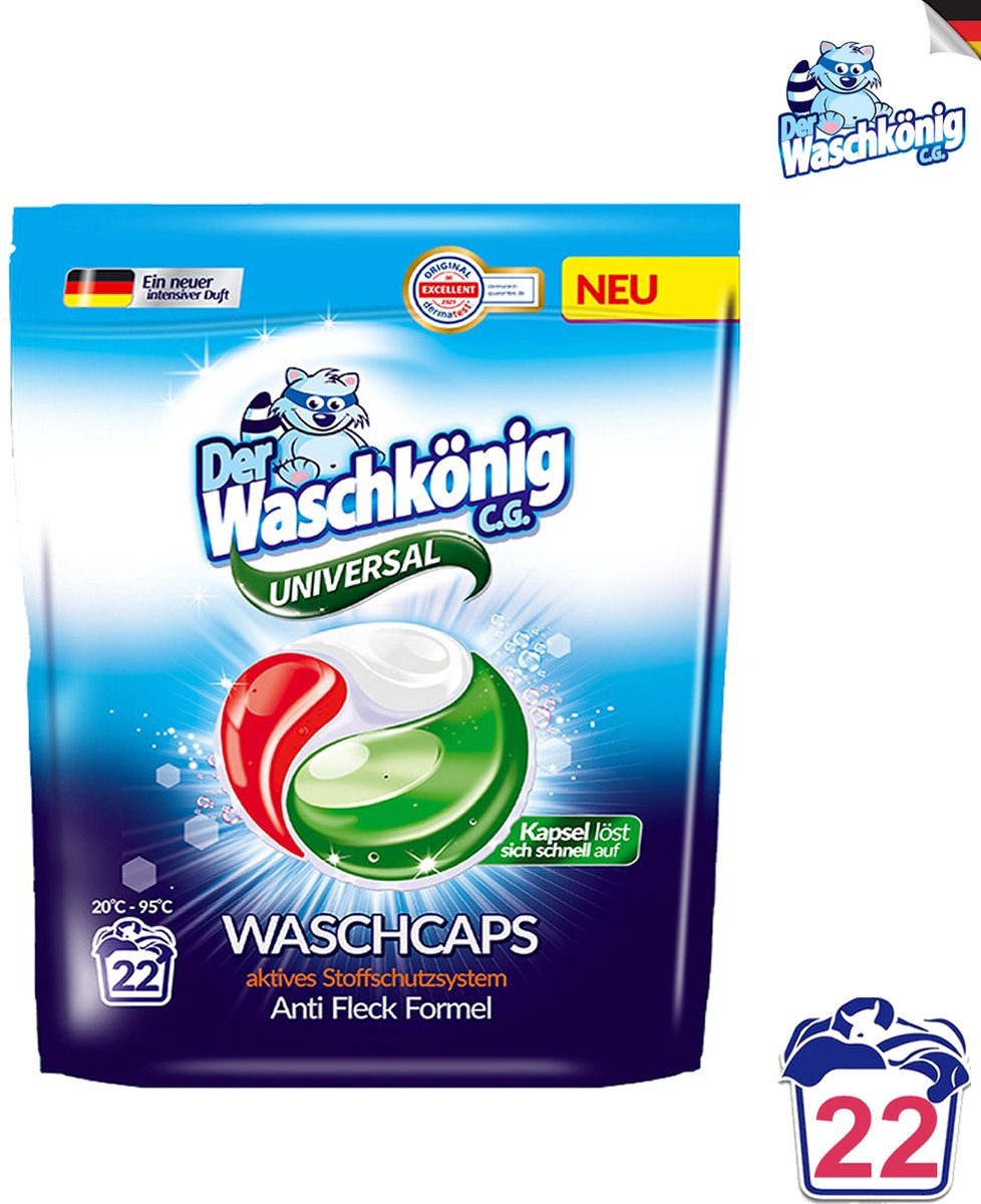 Der Waschkönig - Universal - Premium TRIPLE PODS - Wascapsules - 22 Wasbeurten