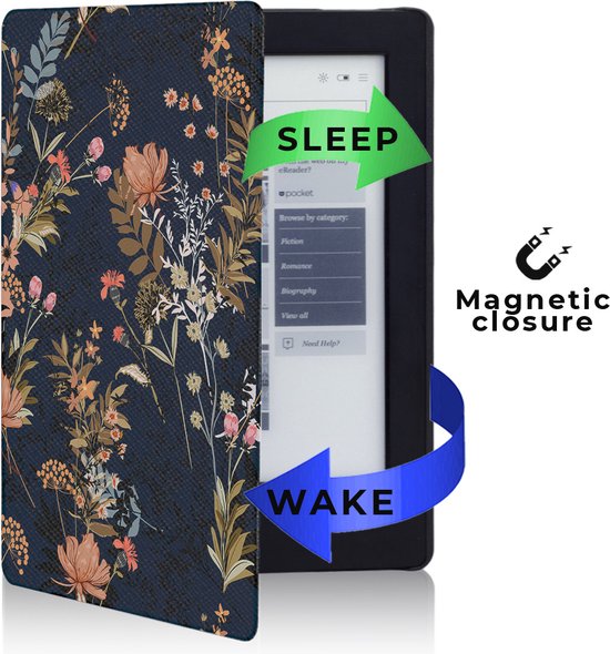 Lunso - Geschikt voor Kobo Aura H20 Edition 1 hoes (6.8 inch) - Vegan Saffiano Leren sleep cover - Urban Park - (niet voor de Kobo Aura edition 1) — afbeelding 4