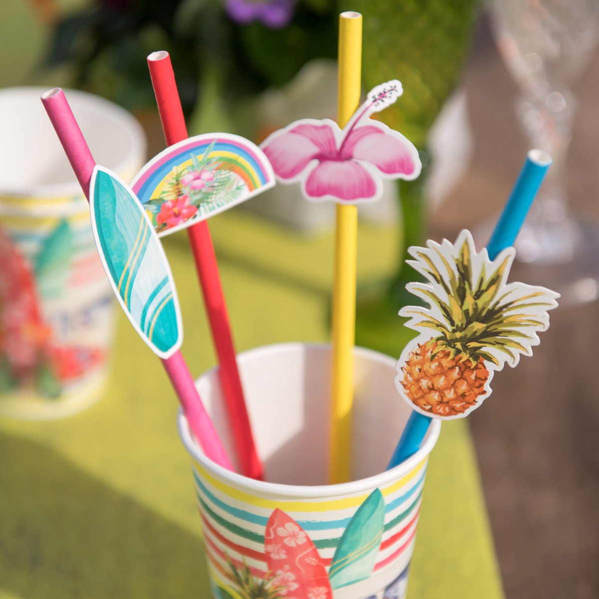 thumbnail: HXC 50 Stuks Cocktailrietjes - Kleurrijke Papieren Rietjes Met 3D Fruit Design - Voor Feesten & Partys