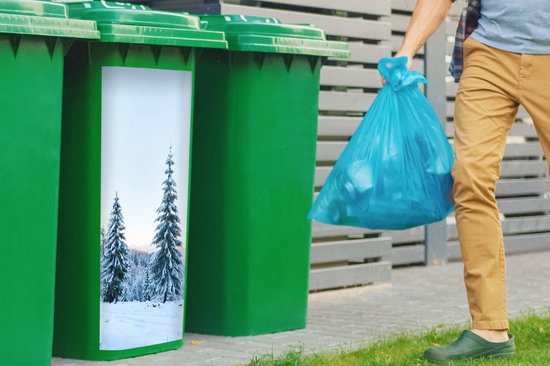 Autocollant pour conteneur Hiver - Neige - Arbres - 44x98 cm - Autocollant Kliko