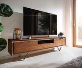 Tv-meubel Stonegrace acacia bruin steenfineer 175 cm 2 deuren 1 lade 1 legplank V-poot zwart Tv-meubel