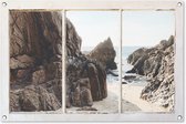 Tuinposter Doorkijk - Strand - Zee - 90x60 cm - Tuindoek - Buitenposter