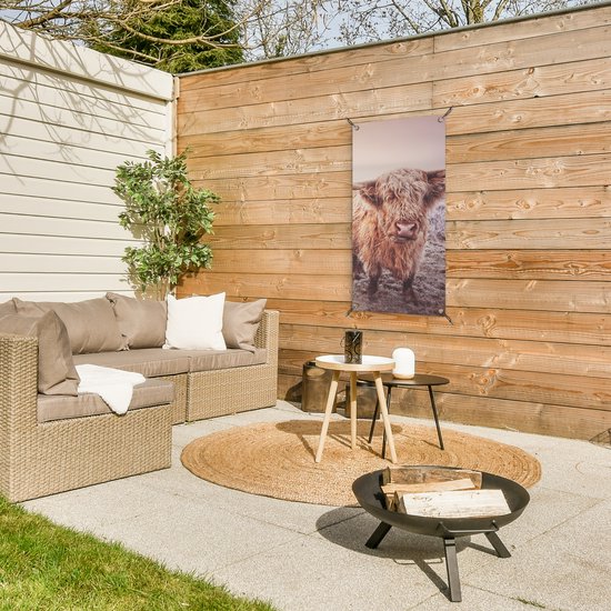 Poster de jardin Highlanders écossais - Lumière - Air - Nature - 40x80 cm - Décoration murale Outdoor - Poster de jardin - Toile de jardin - Poster de clôture - Tableau de jardin