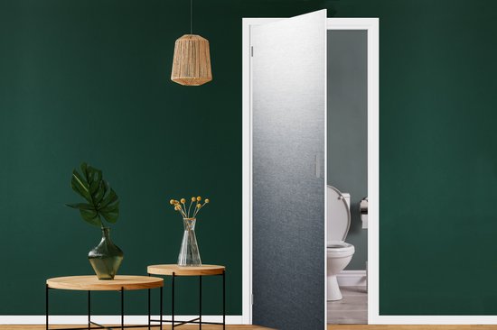 Deursticker Metaal print - Lijn - Grijs - 80x215 cm - Deurposter