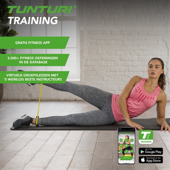 Tunturi Tubing met Handvatten - Resistance tube - Zwaar - Rood - Incl. gratis fitness app