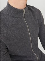 JACK & JONES Hill knit turtle zip cardigan slim fit - heren vest katoen met turtleneck - donkergrijs melange - Maat: S