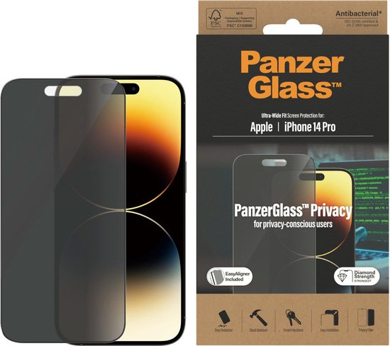 Protection d'écran PanzerGlass™ Privacy iPhone 14 Pro