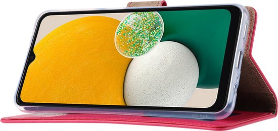 Hoesje Geschikt Voor Samsung Galaxy A24 hoesje bookcase portemonnee Met 2x screenprotector / Beschermglas - Pink