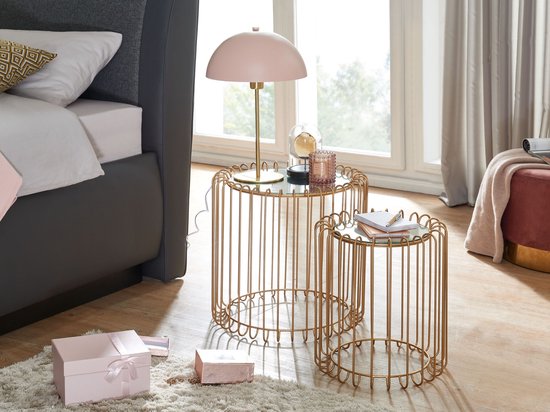 Industriële bijzettafel Fien marmerlook wit vierkant | SALE