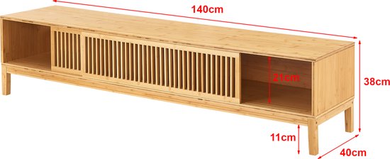 Meuble TV Videbæk bambou 140x40x38 cm