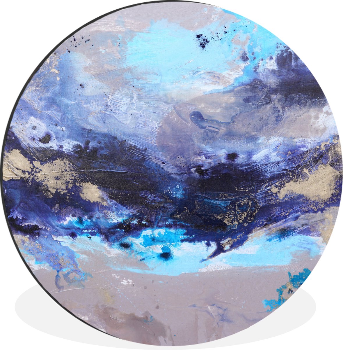 WallCircle - Wandcirkel - Muurcirkel - Blauw - Grijs - Kunst - Abstract - Verf - Aluminium