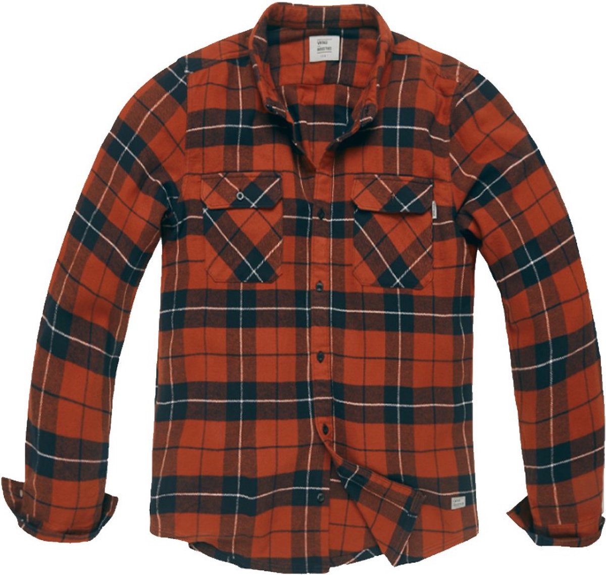 Vintage Industries Sem Flannel Orange Check Overhemd Heren
