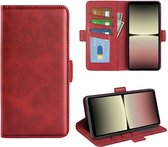 Sony Xperia 10 V Hoesje - MobyDefend Luxe Wallet Book Case (Sluiting Zijkant) - Rood - GSM Hoesje - Telefoonhoesje Geschikt Voor Sony Xperia 10 V