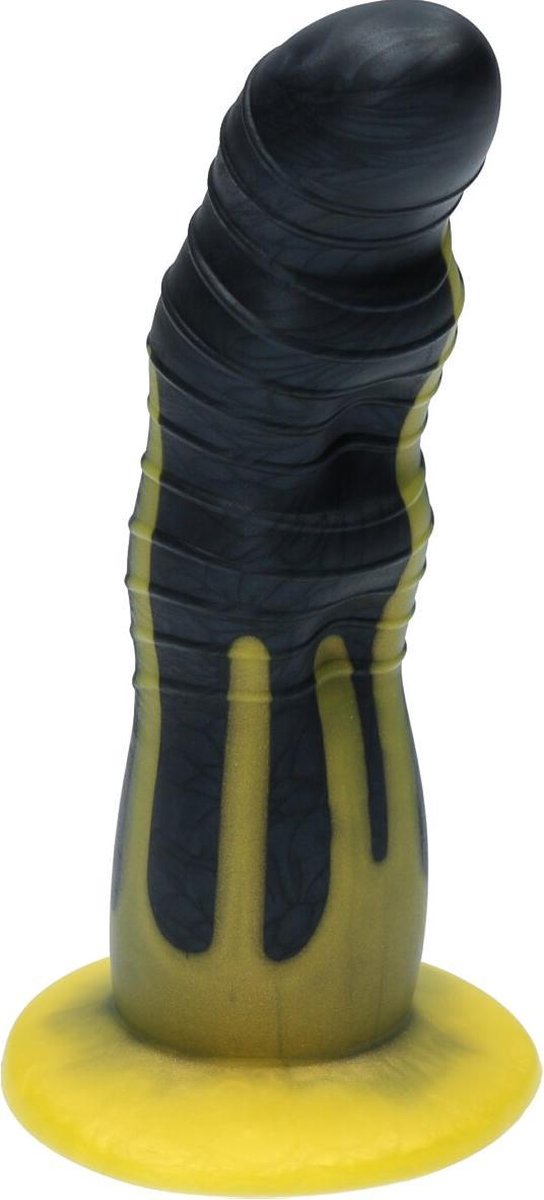 Goedkoopste Ylva & Dite - Rhea - Siliconen Dildo met zuignap - Made in Holland - Zwart Metallic / Flash Gold