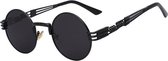 KIMU steampunk zonnebril zwart heren - zwarte ronde glazen - vintage
