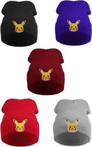 Pikachu muts beanie grijs - Pokemon Go - one size kinderen volwassenen