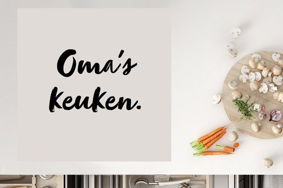 KitchenYeah® Inductie beschermer 78x78 cm - Quote - Oma's keuken - Taupe - Kookplaataccessoires - Afdekplaat voor kookplaat - Inductiebeschermer - Inductiemat - Inductieplaat mat