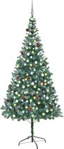 vidaXL - Kunstkerstboom - met - verlichting - kerstballen - dennenappels - 210 - cm