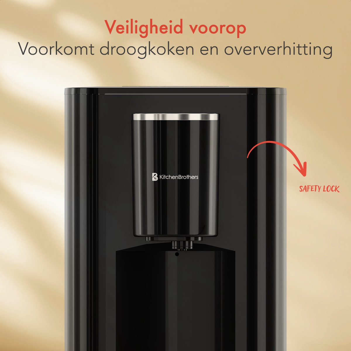 KitchenBrothers Heetwaterdispenser - 2.9L - Instant Waterkoker - BPA en PFAS Vrij - 5 standen van 100 t/m 400 ml - Touch Display - 40-100℃ - Heetwatertap - Zwart — afbeelding 5