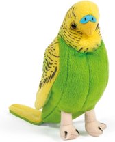 Pluche groene grasparkiet knuffel 14 cm - Parkiet vogel huisdieren knuffels - Speelgoed