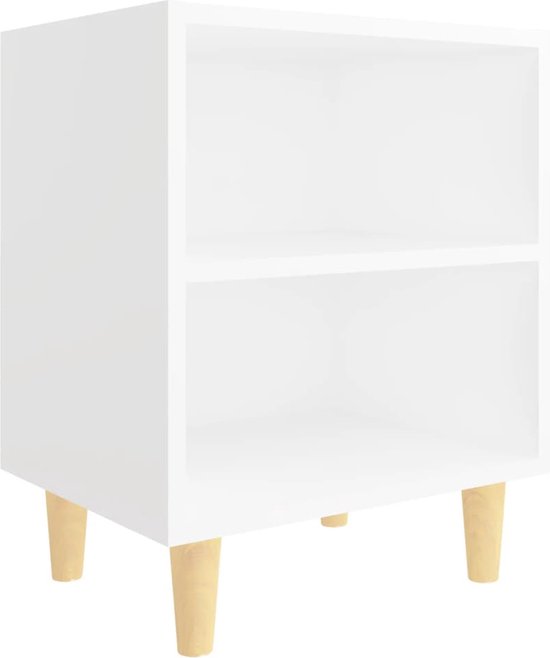 Table de chevet avec pieds en bois massif 40x30x50 cm blanc