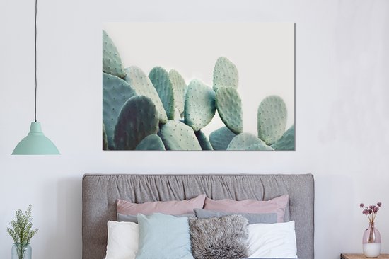 Wanddecoratie Metaal - Aluminium Schilderij Industrieel - Cactus - Groen - Plant - Natuur - 150x100 cm - Dibond - Foto op aluminium - Industriële muurdecoratie - Voor de woonkamer/slaapkamer