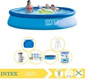 Intex Easy Set Zwembad - Opblaaszwembad - 396x84 cm - Inclusief Afdekzeil, Onderhoudspakket, Zwembadpomp, Filter, Trap en Voetenbad
