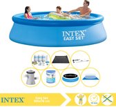 Intex Easy Set Zwembad - Opblaaszwembad - 305x76 cm - Inclusief Solarzeil Pro, Onderhoudspakket, Filter, Grondzeil, Stofzuiger en Solar Mat
