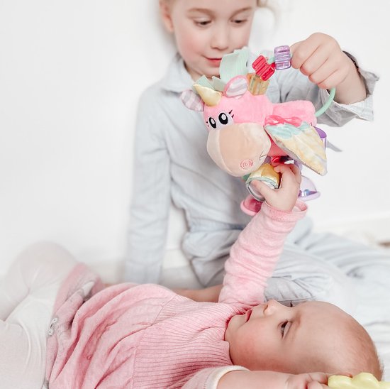 Playgro Clip Clop Rammelaar Unicorn Eenhoorn Roze - Activiteitenspeeltje - Rammelaar - Kraamkado - Baby speelgoed - Babyspeeltje - Kinderwagenaccessoire - Knuffeldier - Baby rammelaar - Bijtspeelgoed - Grijpspeelgoed - Baby