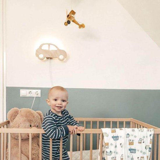 Houten Nachtlampje Raket – Magische LED Sfeerverlichting met Dimmer en Timer - Perfect voor Baby's en Peuters - Wandlamp voor in de Slaapkamer en Kinderkamer | Per Sempre Toys