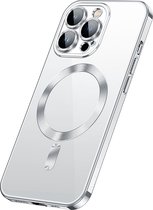 Sulada Soft case TPU en shockproof en lensbeschermer met magnetische ring voor de iPhone 14 Pro Max Zilver