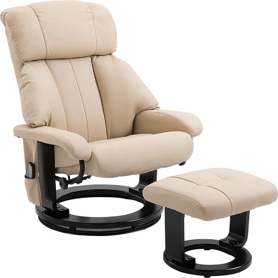 Mara Massagestoel - Fauteuil - TV fauteuil - Massagefunctie - Inclusief kruk massage - Timerfunctie - Beige - 76 x 80 x 102 cm